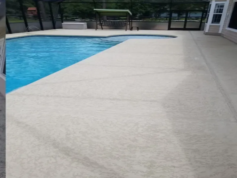 Restored pool deck with clean concrete
