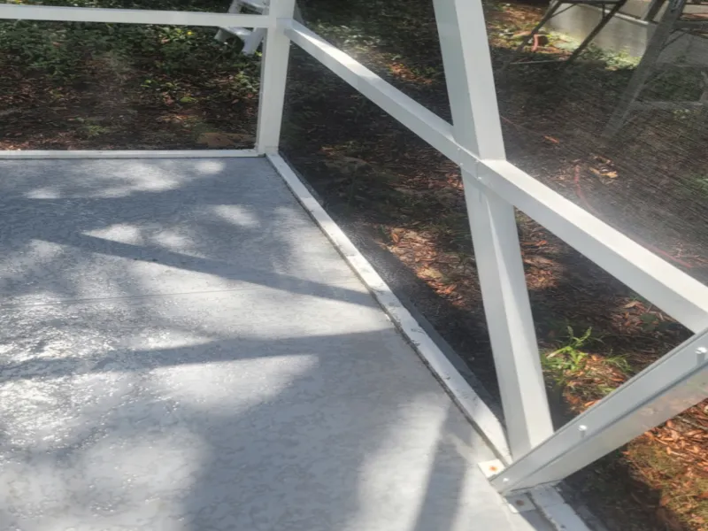 Screen enclosure frame washed clean